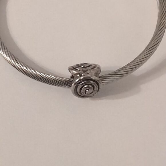 Silver Swirls Charm for Pandora Style Bracelet - Picture 3 of 4